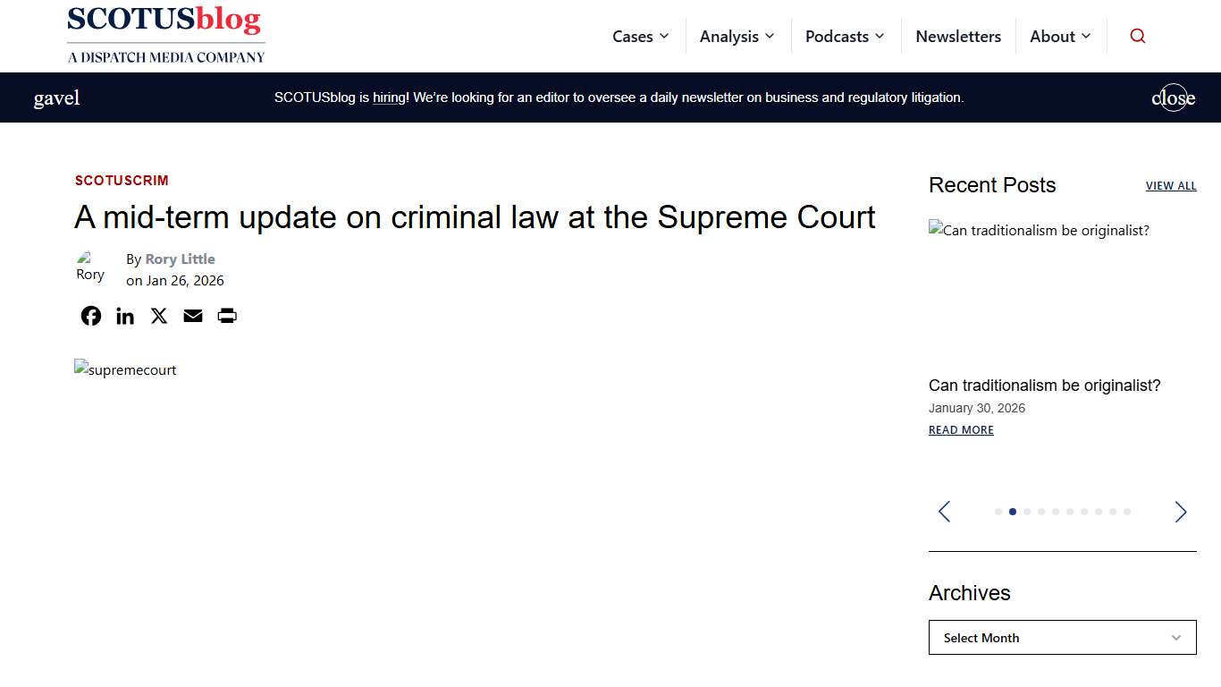 A mid-term update on criminal law at the Supreme Court - SCOTUSblog